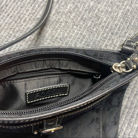 Fossil Black Signature Canvas and Leather Swing Bag - Picture 4 of 7